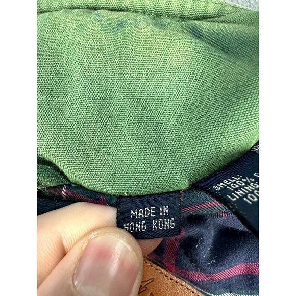 Willis Geiger Jacket Mens Large Green Leather Elbow Patch Field Chore Safari - Picture 16 of 16